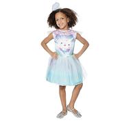 Rubies Gabbys Dollhouse Cakey Cat Tutu Costume with Headband 3-5 Years | Features a colourful printed dress with a layered tutu skirt and matching Cakey Cat headband for fun dress up days