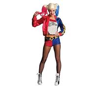 Rubie's Official Harley Quinn Ladies Fancy Dress Halloween Suicide Squad Womens Villain Costume, Small (6-10)