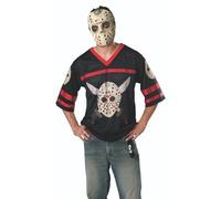 Adult JASON VOORHEES Hockey Shirt + Mask Friday 13th Fancy Dress Costume Mens