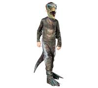 Rubies Jurassic World Therizinosaurus kids costume with tail and mask | Features a printed jumpsuit with a long dinosaur tail and a detailed half mask for complete prehistoric fun