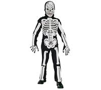 Skeleton Deluxe Costume + Mask 3D Halloween Fancy Dress Boys Kids Skeleton