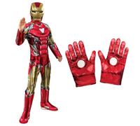 Rubies Marvel Iron Man Deluxe Childs Costume Mask Gloves Age 3-12 | Official Marvel Avengers Endgame Iron Man costume with padded jumpsuit, boot tops, gloves and hard character mask.