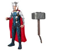 Rubies Marvel Thor Childs Costume Mask Hammer Avengers Costume Age 3-10 | Official Marvel Avengers Thor costume with printed muscle jumpsuit, boot tops, moulded mask and detailed hammer.