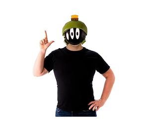 Rubies Marvin The Martian Half Mask Space Jam 2 Adult Fancy Dress Green | Features a comfortable elastic strap for easy wear at Halloween, cosplay or themed parties