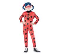 RUBIE'S Miraculous Official Deluxe LADYBUG Costume for Kids - Size 9-10 Years - Costume with Long Sleeve Jumpsuit and Mask with Tie - Costume for Halloween, Carnival