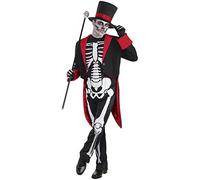 Rubies Mr Bone Jangles adult skeleton costume with jumpsuit, jacket and hat