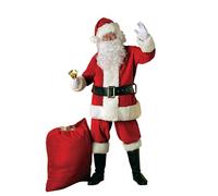 Rubie's Official Adult Deluxe Ultra Velvet Santa Suit With Gloves, Adult Fancy Dress, One Size Halloween