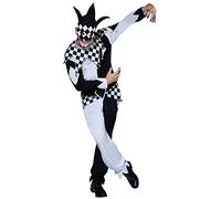 Masked Jester Mens Costume Adults Halloween Fancy Dress Outfit Clown + Mask