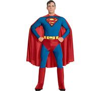 Mens Classic Superman Costume Adults Licensed Superhero Fancy Dress Outfit