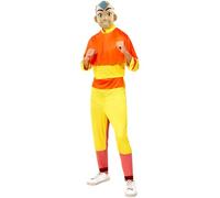 Rubies Men's Avatar: the Last Airbender Aang Costume Jumpsuit With Cape and MaskAdult Costume, As Shown, Large