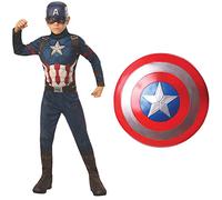 Rubie's Official Avengers Endgame Captain America, Classic Child Costume - Small, Age 3-4, Height 117 cm & Official Marvel Endgame Captain America Shield, 12-inch Child's Fancy Dress Accessory