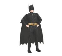 Rubies Official Batman Begins Dark Knight Muscle Chest Costume for Kids - Jumpsuit, Cape, Belt & Mask Included, Age 9-12 Years Halloween