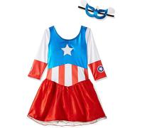 Rubie's Official Captain America + Mask Girls Fancy Dress Marvel Superhero Kids Childs Costume