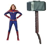 Rubie's Official Captain Marvel Hero Suit, Adult Ladies Costume Deluxe, Size X-Small & Official Child's Marvel Avengers Assemble Thor Hammer, One Size, Multi-Coloured