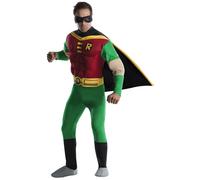 Rubie's Official Adult Robin Batman Deluxe with Muscle Chest Costume -, Green, Red, Large 42 inch - 44 inch Chest