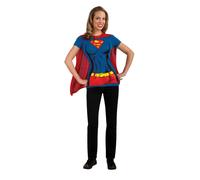 Rubies Official DC Comic Supergirl T-Shirt Set, Ladie's Instant Costume Kit - T-shirt & Attached Cape, Ladies Size Medium, 10-12 Halloween