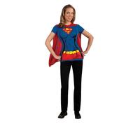 Rubies Official DC Comic Supergirl T-Shirt Set, Ladie's Instant Costume Kit - T-shirt & Attached Cape, Ladies Size Large, 14-16 Halloween