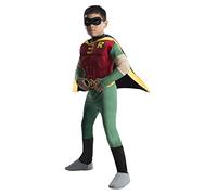 Rubies Official DC Comic Teen Titan Robin Kids Costume, Deluxe Muscle Chest Super Hero Dress Up Small Age 3-4 Halloween