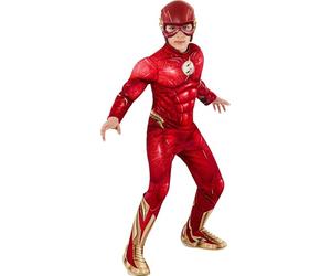 Rubies Official DC Comics Flash The Movie Deluxe Costume Jumpsuit and Mask, Kids Fancy Dress