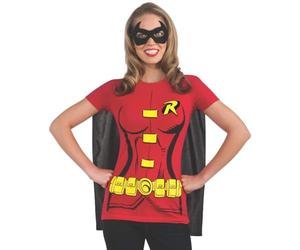 Rubie's Official DC Comics Robin Ladies Dress Up Kit, Super Hero Tshirt Top, Cape & Mask