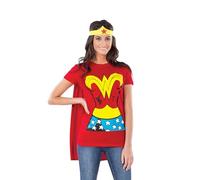 Superhero Wonder Woman Costume Shirt Kit with Crown and Cape - Women's Top