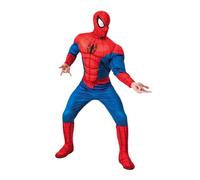 RUBIE'S - Official Marvel - Spiderman - Deluxe Adult Costume - Size STD - Costume with Long Sleeve Jumpsuit, Balaclava and Boot Covers
