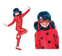 Rubie's Official Miraculous Ladybug Childs Costume and Eye mask, Superhero, Childs Size Large Age 7-8 & Official Miraculous Lady Bug Wig, Childs One Size