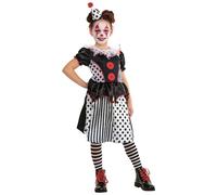 Rubies Official Monochrome Clown Dress, Kids Fancy Dress, Size Age 7-8 Years Halloween