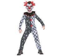 Rubies Official Monochrome Sinister Clown Suit, Kids Fancy Dress, Size Age 9-10 Years