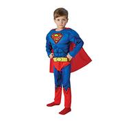 Rubies Official Muscle Superman Comic Book Boys Fancy Dress Superhero Kids Childs Movie Costume Halloween, Size Age 7-8