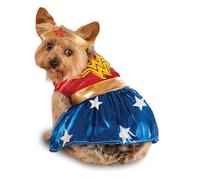 Large Wonder Woman Dog Costume - Fancy Dress Pet Outfit Coat Dress Up Puppy