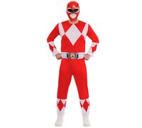 Rubies 1001409S000 Adult Mighty Morphin Red Ranger Power Fancy Dress, 37" Chest