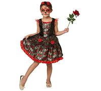Rubies Official Red Rose Day of the Dead Halloween Girls Costume, Childs Size Large Age 7-8 Years