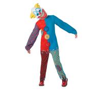 Colourful Scary Clown Boys Fancy Dress Halloween Jester Joker Kids Costume