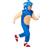Rubies Official Sonic The Hedgehog Adult Deluxe Costume Jumpsuit, Adult Fancy Dress Halloween Halloween