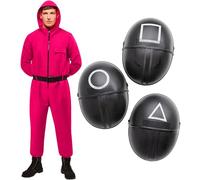 Rubies Official Squid Game Guard Classic Costume and Guard Mask Set Bundle, Adult Fancy Dress, Size Medium