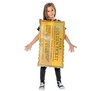 Rubie's Official Willy Wonka and The Chocolate Factory Golden Ticket Unisex Child Costume, Size Medium Age 5-8 Years