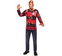 RUBIES R1002496M Haut de Déguisement avec Masque Freddy Kruegger pour Adulte Costume Top with Mask, Red/Black