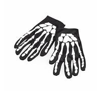 Rubies skeleton gloves costume accessory black and white pair for Halloween