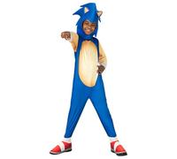 RUBIE'S Sonic The Hedgehog Classic Costume for Boys and Girls Jumpsuit with Boot Covers and Headpiece, Officially Licensed Sega Sonic for Christmas, Carnival, Halloween, Birthday