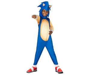 RUBIE'S Sonic The Hedgehog Classic Costume for Boys and Girls Jumpsuit with Boot Covers and Headpiece, Officially Licensed Sega Sonic for Christmas, Carnival, Halloween, Birthday