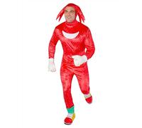 Rubies Adult Sonic The Hedgehog Deluxe Men's Knuckles Costume Jumpsuit, Headpiece, and Gloves, Shown, Large