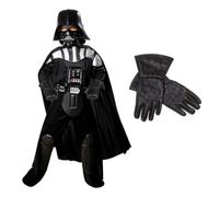 Rubies Star Wars Deluxe Darth Vader Costume Mask & Gloves Set Age 6-12 | Deluxe Darth Vader costume with detailed jumpsuit, cape, gloves, moulded belt and hard character mask.