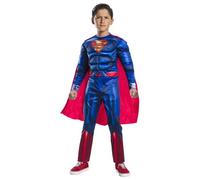 Rubie's Superman Black Line Deluxe Costume for Kids, Jumpsuit with Muscle Chest and Cape, Official DC Comics, Warner Bros for Halloween, Carnival, Christmas and Birthday