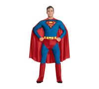 Mens Classic Superman Costume Adults Licensed Superhero Fancy Dress Outfit
