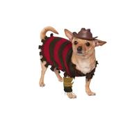 Rubie's unisex adult Costume, Official Rubie s A Nightmare on Elm Street Freddy Krueger Halloween Pet Dog Costume Size Medium, Multicolor, M UK