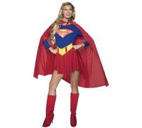 Rubie's Women's DC Comics Deluxe Supergirl Costume, Red/Blue, Large