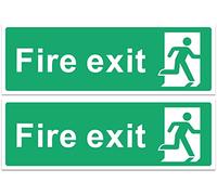 Rubigo - 1/2/4/6 Pack Fire Exit Sign - No Arrow - Safety Signs - 30x10cm Self Adhesive Vinyl Sticker, Easy Application Fire Door Emergency Exit Signage (2)