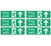 Rubigo - 1/2/4/6 Pack Fire Exit Signs - Up Arrow - Safety Signs - 30x10cm Self Adhesive Vinyl Sticker, Easy Application Fire Door Emergency Exit Signage (6)