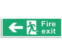 RubiGo 1/2/4/6 Pack of Fire Exit Sign (LEFT ARROW) Fire Signs Self Adhesive 30 X 10cm Fire Escape Sign Sticker Emergency Exit Sign Fire Signage (1)